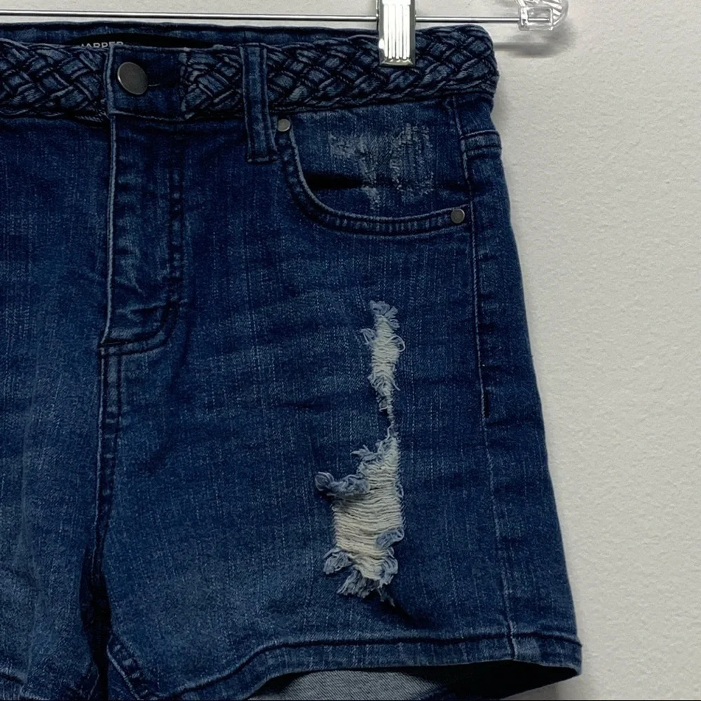 Harper Size 26 Distressed Woven Fabric Design at Waist Denim Jean Shorts